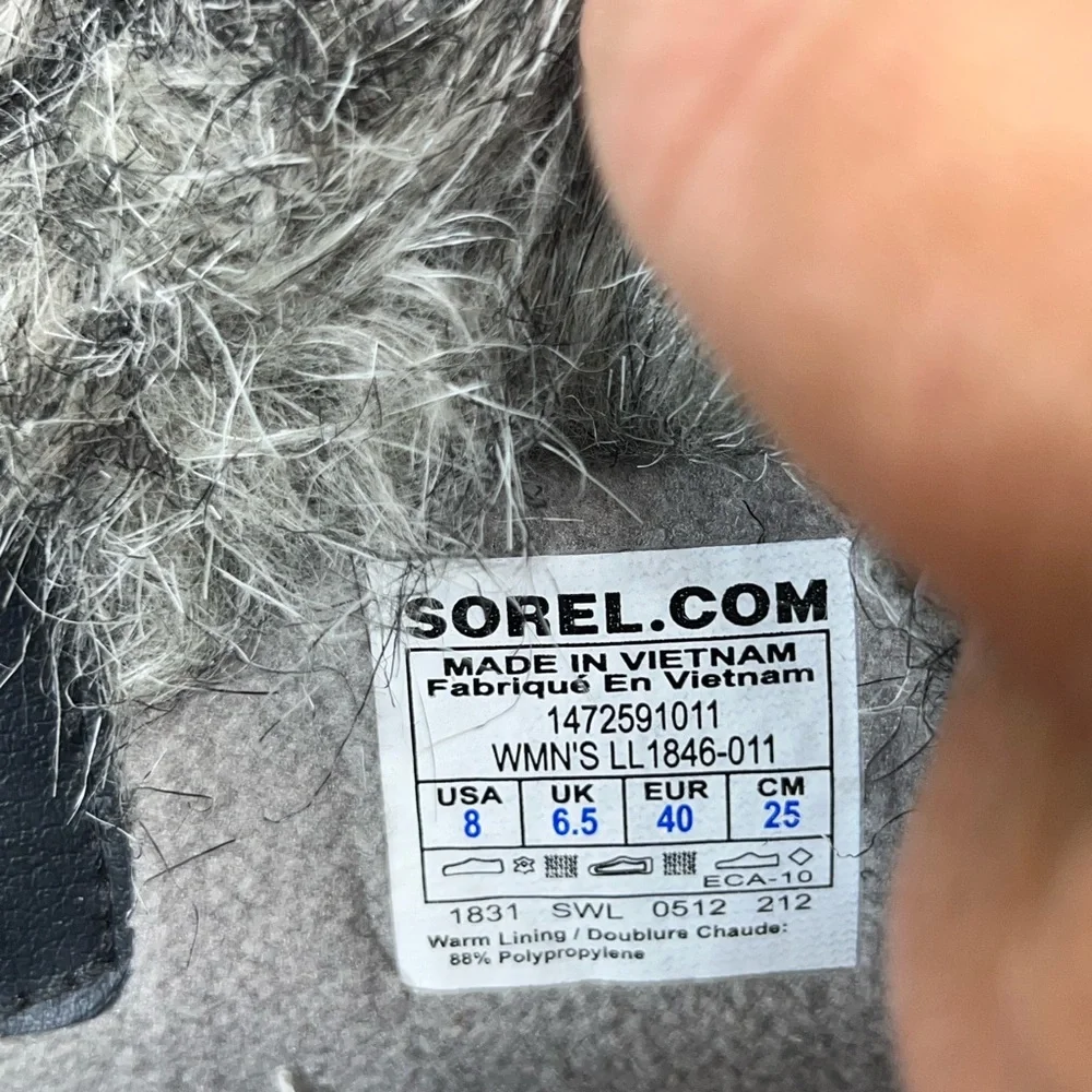 SOREL TOFINO QUILTED SNOW BOOTS WOMEN 8 BLACK W/FUR WATERPROOF SKIING ASPEN VIBE